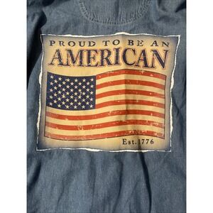 Vintage Lunar Pier Denim Jean Shirt/jacket Proud To Be An American Men Large
